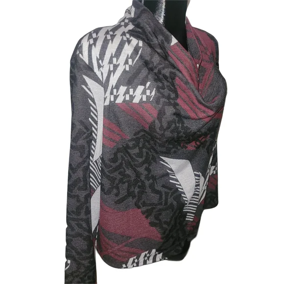 M.i.k.o Multi Color Patterned Cardigan With Off Center Button Closure L - Picture 2 of 7